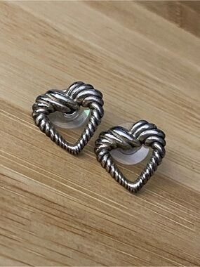 Silver-Tone Twisted Rope Heart Stud Earrings - Women's Jewelry